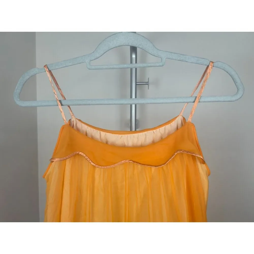 Vintage Hollywood Vassarette Orange Nylon Nightgown Negligee Dress Size Petite - Picture 4 of 6